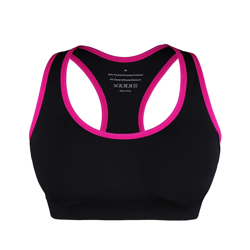 1pc black-rose Ударопрочный спортивный бюстгальтер VEQKING для фитнеса, мягкий дышащий бюстгальтер с пуш-ап эффектом для занятий спортом, влагоотводящий спортивный топ для бега и йоги - Цвет: 1pc black-rose