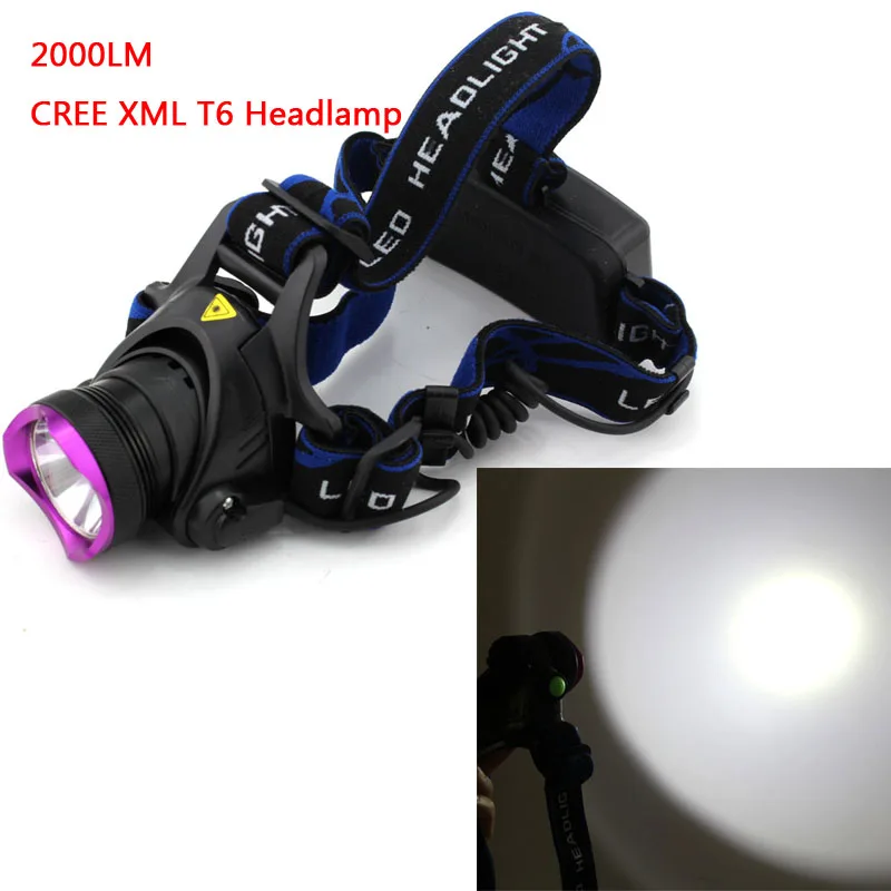

Высокая Мощность 2000 люмен CREE XM-L T6 светодиодный головной светильник 3 режима Открытый Отдых светодиодный Перезаряжаемые головной светильни...
