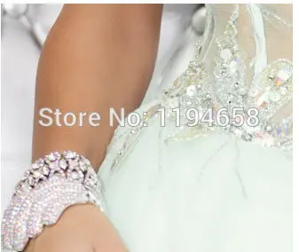 Fashion Design 2014 Sweetheart Neckline Crystal Prom Dresses A-line Long Evening Party See Through Organza Pegant Gowns | Свадьбы и
