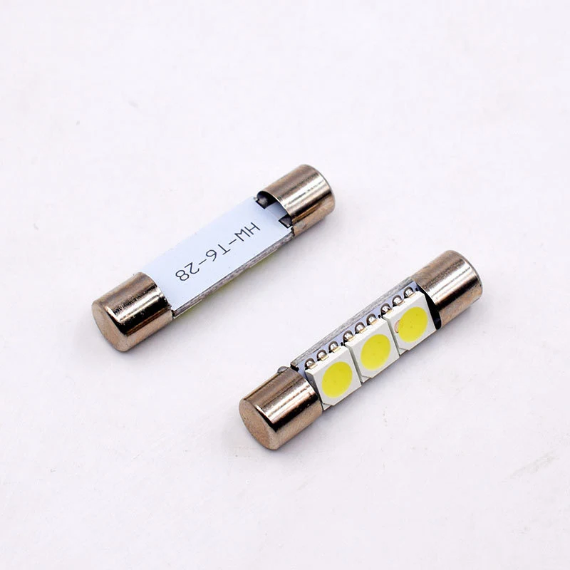 2 шт. автомобисветодиодный светодиодные лампы T6.3 T6 28 мм 5050 3 SMD 12 В|Сигнальная