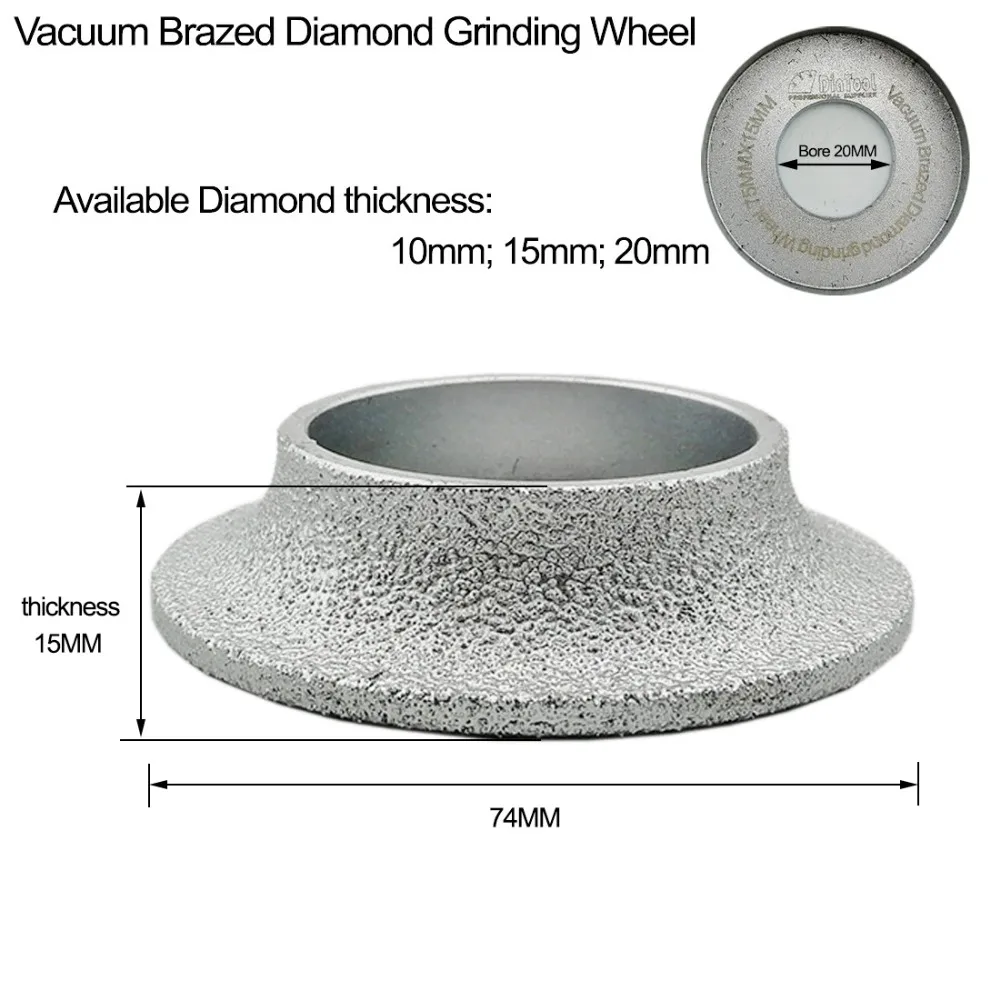 DIATOOL 2pcs Dia75mm Vacuum Brazed Diamond Profile Grinding Wheel For Demi bullnose (15mm+20mm) Tools|grinding wheel|grinding diamond wheeldiamond