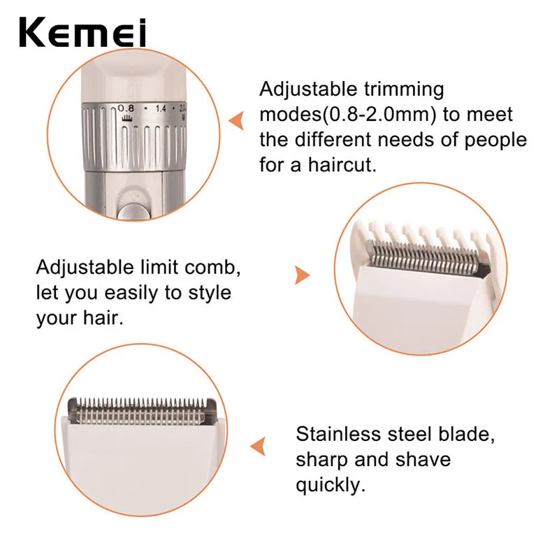 Kemei 110-240 в перезаряжаемая электрическая машинка для стрижки волос триммер для волос лезвие из нержавеющей стали машинка для стрижки усов Бритва для мужчин X32