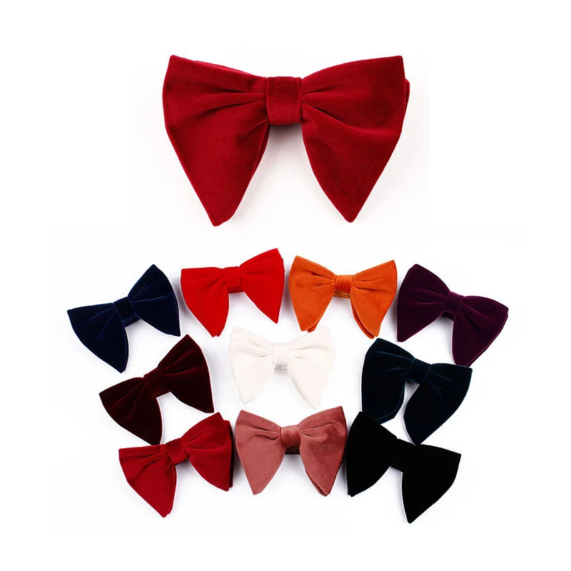 

New Arrival High Quality Retro Style Solid Bow Ties Soft Velvet Masquerade Dance Party Bowties Popular Gentleman Accessories