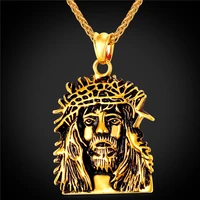 jesus piece necklace pendant for men vintage religious christian jewelry stainless steelgold color 2016 new gp2188