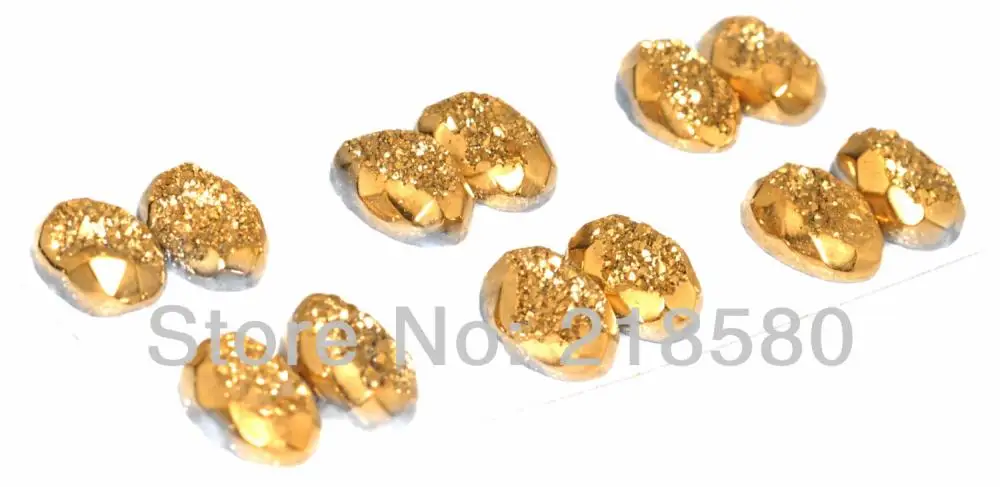 

H-DCB09 25pcs Faceted Gold Oval Calibrated Drusy Druzy Cabochon Beads 10mmx14mm or 22mmx30mm