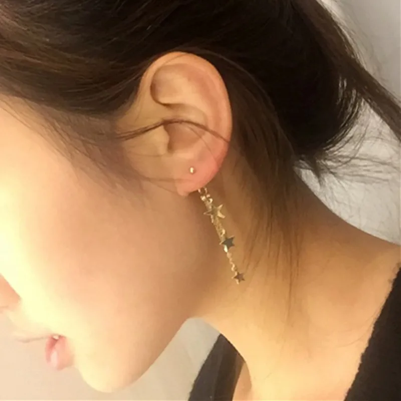 Retro Elegant Star Tassel Earrings For Women 2021 Europe And The United States Big Sequins Stud Jewelry Bijoux | Украшения и