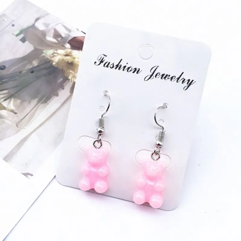 

1Pair Creative Cute Mini Gummy Bear Earrings Minimalism Cartoon Design Female Ear Hooks Danglers Jewelry Gift