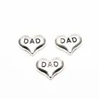 Новое поступление, 10 шт.лот, папа, сердце, плавучие подвески, подвески из сплава, живые стеклянные медальоны с памятью, ювелирные изделия сделай сам