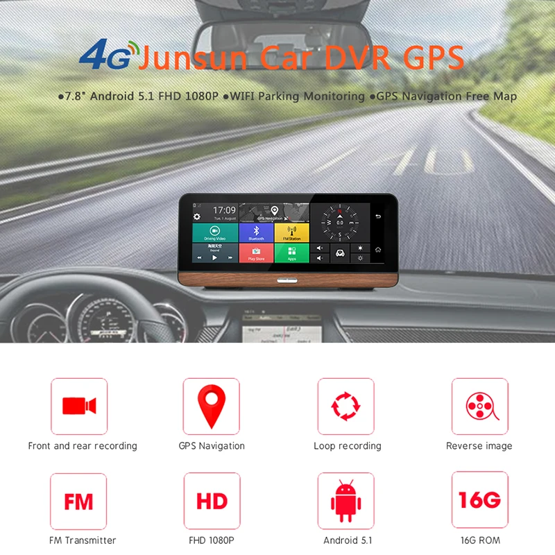 7 80 дюймов видеорегистратор 4G с поддержкой Android 5 1 gps навигатор регистратор видео