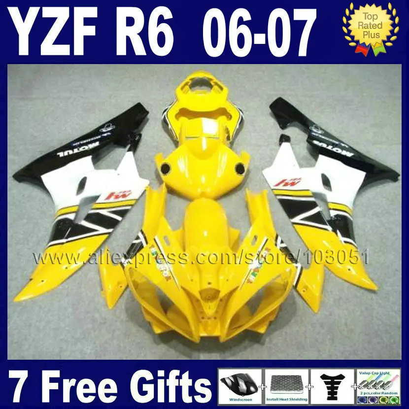 Пользовательские инъекции мото Обтекатели наборы для YAMAHA YZF R6 2006 07 YZFR6 пластик 06