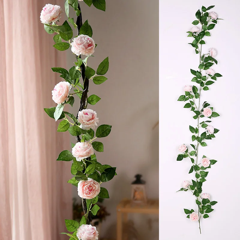 Pink CHENCHENG 180 см искусственные цветы пион поддельные шелковые розы плюща лоза дома настенные свадебные декоративные гирлянды Декор - Цвет: Pink