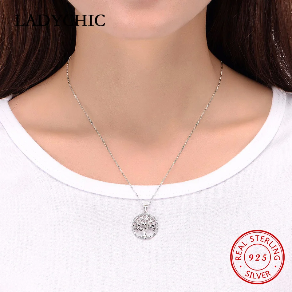 LADYCHIC классика Стерлинговое Серебро 925 пробы древо жизни круглый кулон для женщин