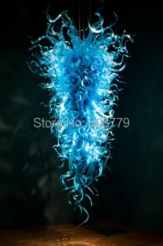 

Free Shipping Pure Blue Murano Glass Large Modern Chandelier Lighting