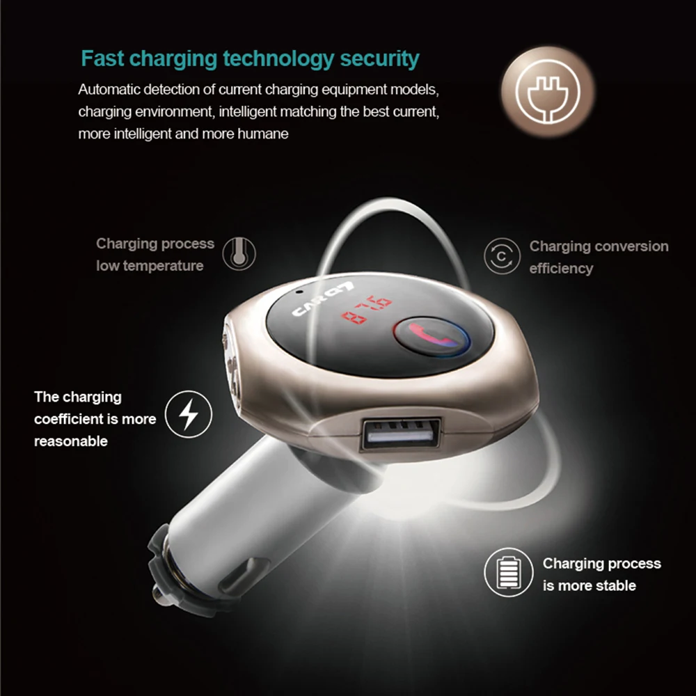 Q7 Bluetooth Автомобильный Зарядное устройство MP3 плеер телефонные звонки в режиме Hands