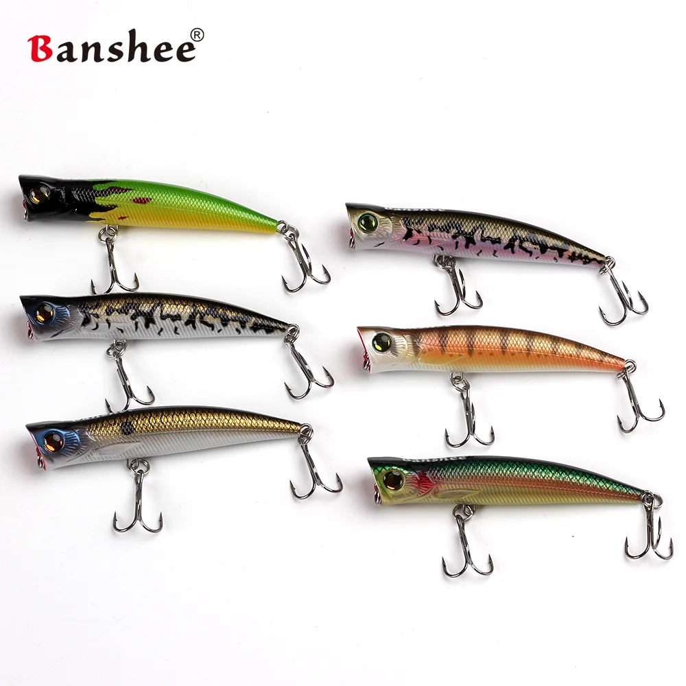 Banshee 6pcs/lot 80mm 8g VP02 Fishing Lure Rattle Sound Wobbler Artificial Hard Bait 6 Colors Freshwater Bass Popper | Спорт и