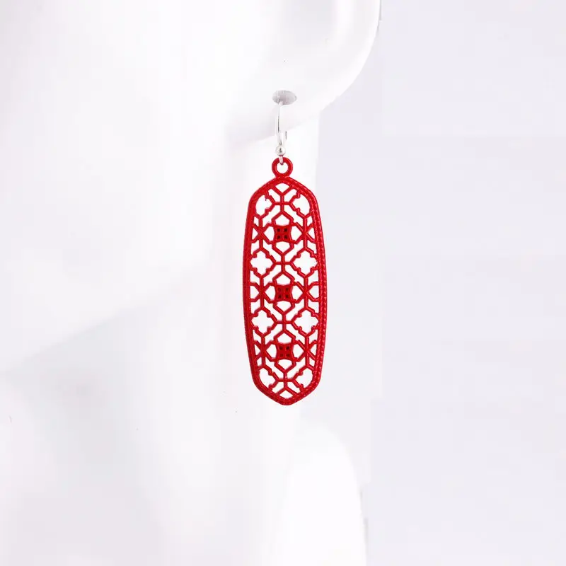 

Hot New Desigher Inspired Cut Out Oval Filigree Dangle Drop Statement Earrings for Women Morocco Drops