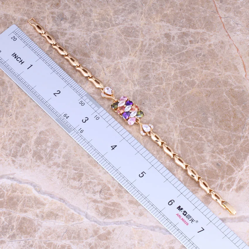 Очаровательный Многоцветный Браслет C0017 с фиолетовым кубическим цирконием и