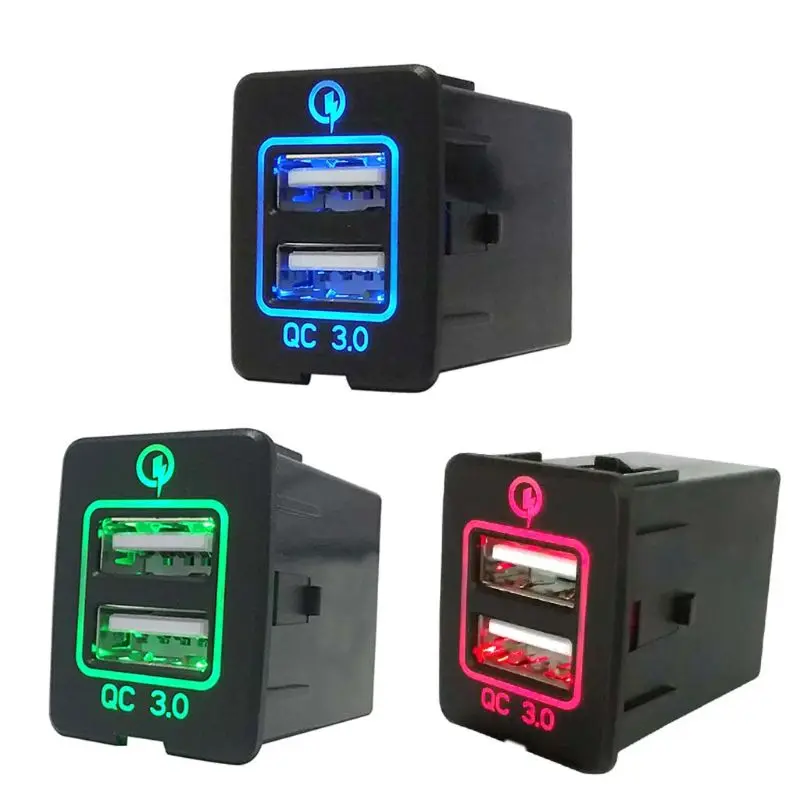 

Автомобильное зарядное устройство с двумя USB-портами, 12 В, Quick Charge 3,0