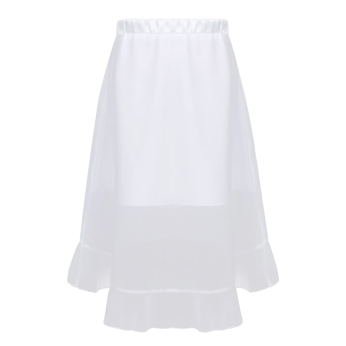 Детская летняя шифоновая юбка макси с асимметричным подолом и рюшами