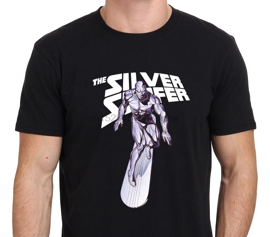 Серебряный Surver Marver герои Футболка мужская черная Размеры S-M-L-XL-XXL | Мужская одежда