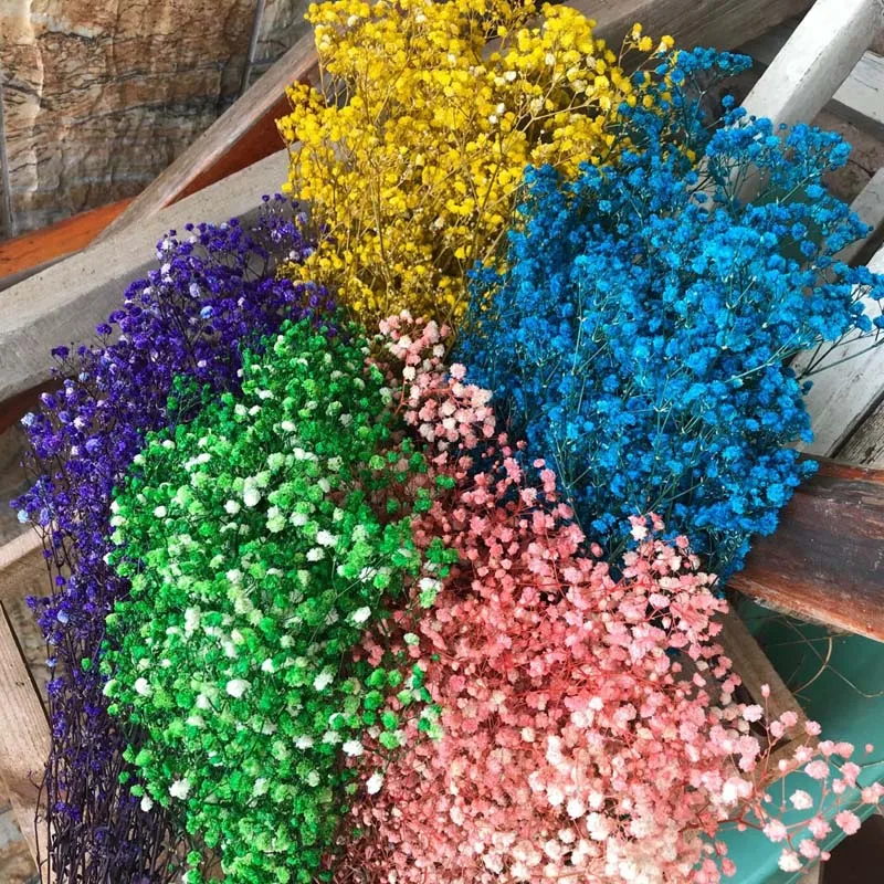 

Сушеный естественный свежий букет Babysbreath 15-40 см/30 г, вечный свежий ребенок, дышащая ветка для свадебного украшения, домашний декор