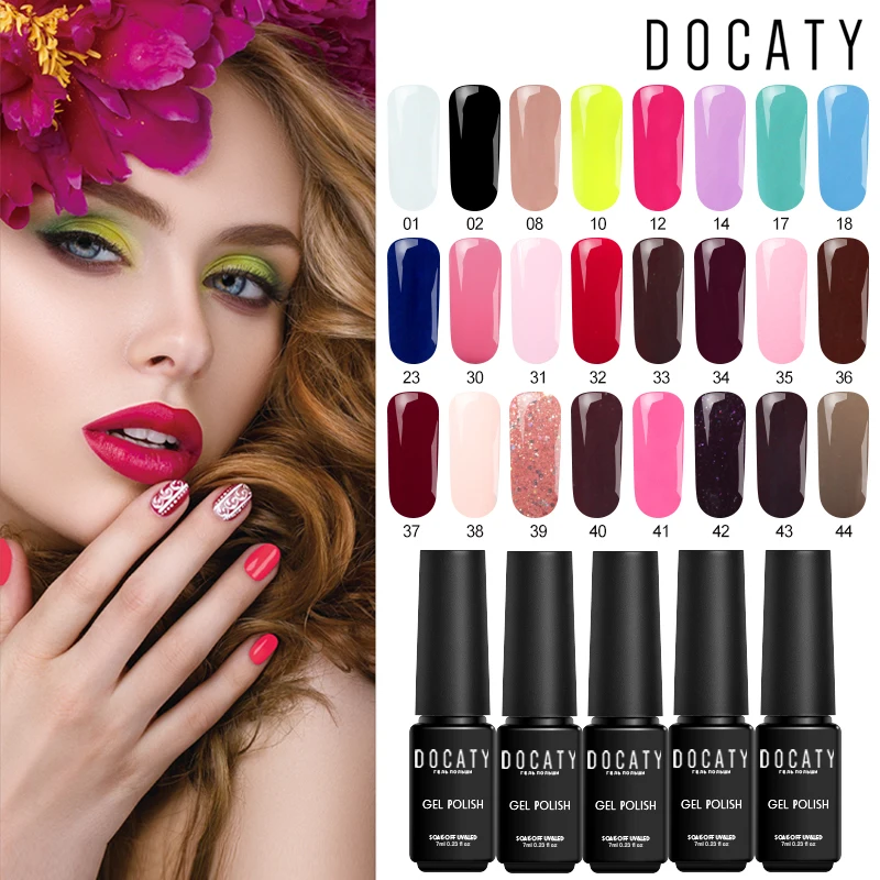 Гель лаки Docaty 24 чистых цвета УФ гель отмачиваемый лак аксессуары для ногтей