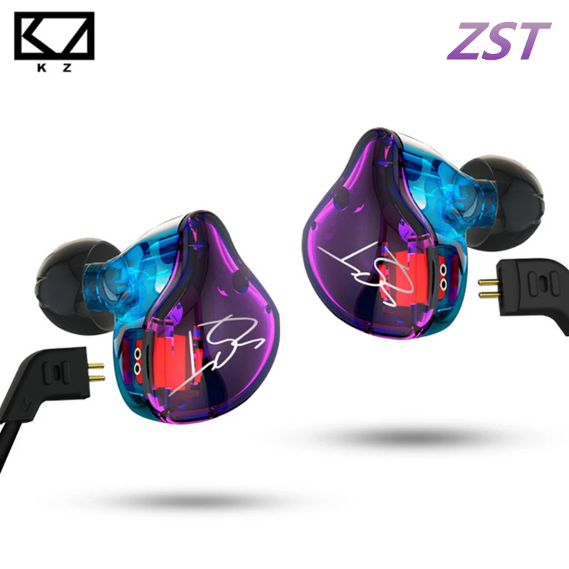 KZ ZST Pro Арматура двойной драйвер наушников съемный кабель В Ухо Аудио мониторы Шум