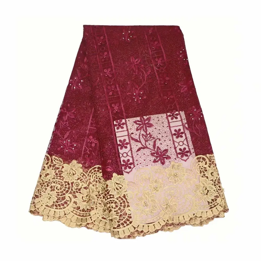 African lace fabric US royal blue african voile french with rhinestone 5 yards per lot wedding dress | Дом и сад