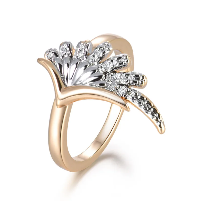 Будонг Романтические кольца для помолвки золотого цвета CZ крыло винтажные