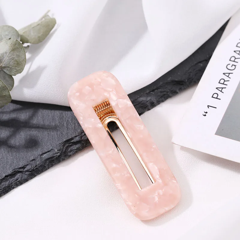 pink rectangle Ins, новинка, Женские винтажные леопардовые геометрические заколки для волос из ацетата, головные уборы, заколки, заколки, повязка на голову, модные аксессуары для волос - Цвет: pink rectangle