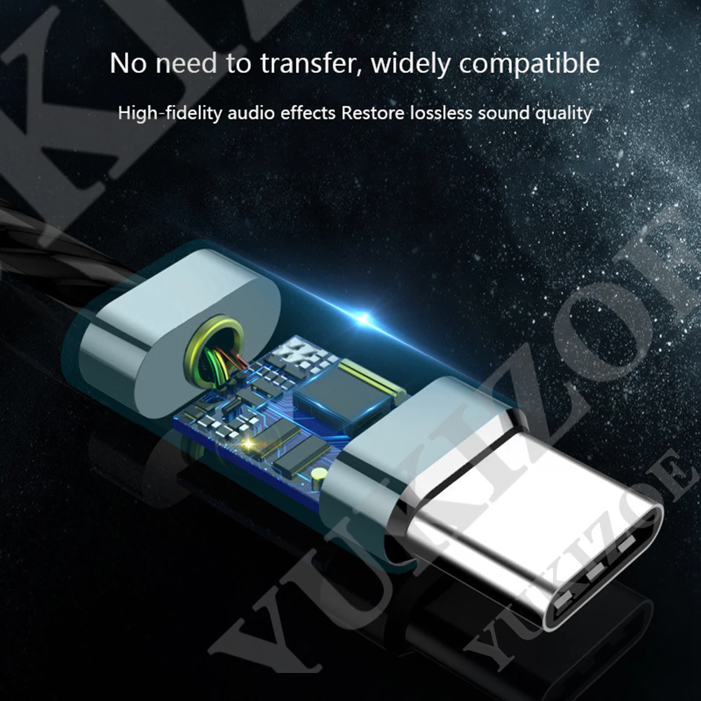 Yukizoe Тип C наушники с динамическим приводом HiFi USB-C в ухо бас металлическая