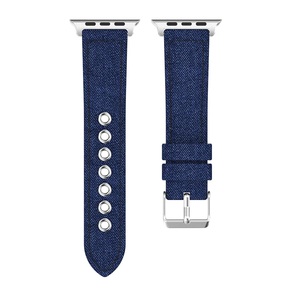 2pcs Blue Ремешок для часов apple Watch series 1 2 3 ремень для iwatch холст с Соединительная Пряжка современный стиль темно-синий джинсовый - Цвет: 2pcs Blue