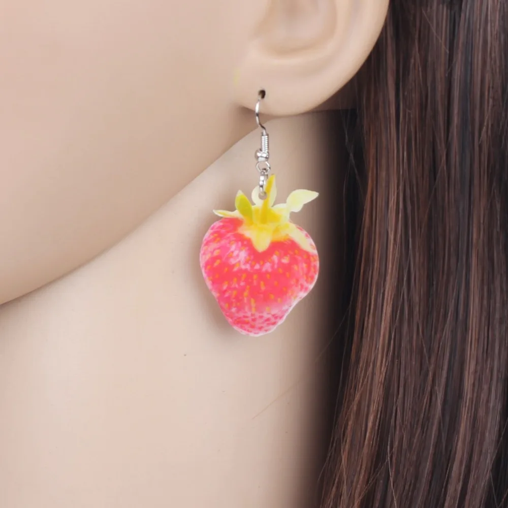 Bonsny Acrylic Sweet Strawberry Earrings Big Long Dangle Drop Cute Fruit Jewelry For Women Girls Ladies Teens Summer Accessory | Украшения