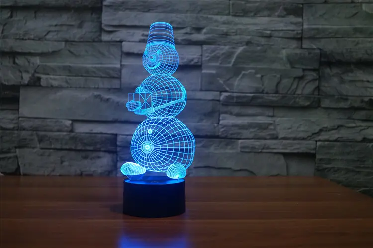Wenhsin Рождество Снеговик Usb 3D свет красочный сенсорный Зарядка светодиодный визуальный свет Подарочная настольная лампа