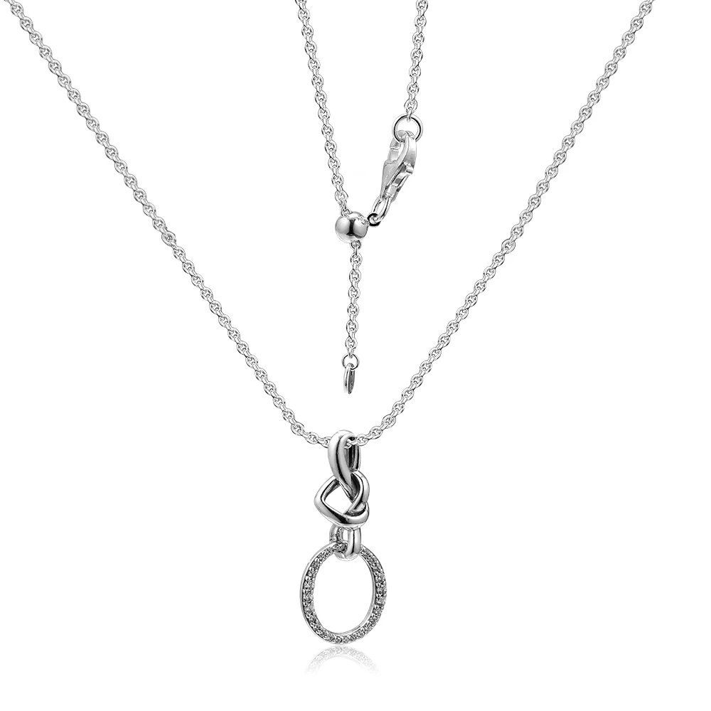 Knotted Heart Necklaces 100% 925 Sterling Silver Jewelry with Clear CZ Free Shipping | Украшения и аксессуары