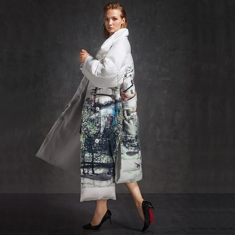 MissFoFo 2017 новая модная пуховая парка китайский стиль гусиный пух пальто женская