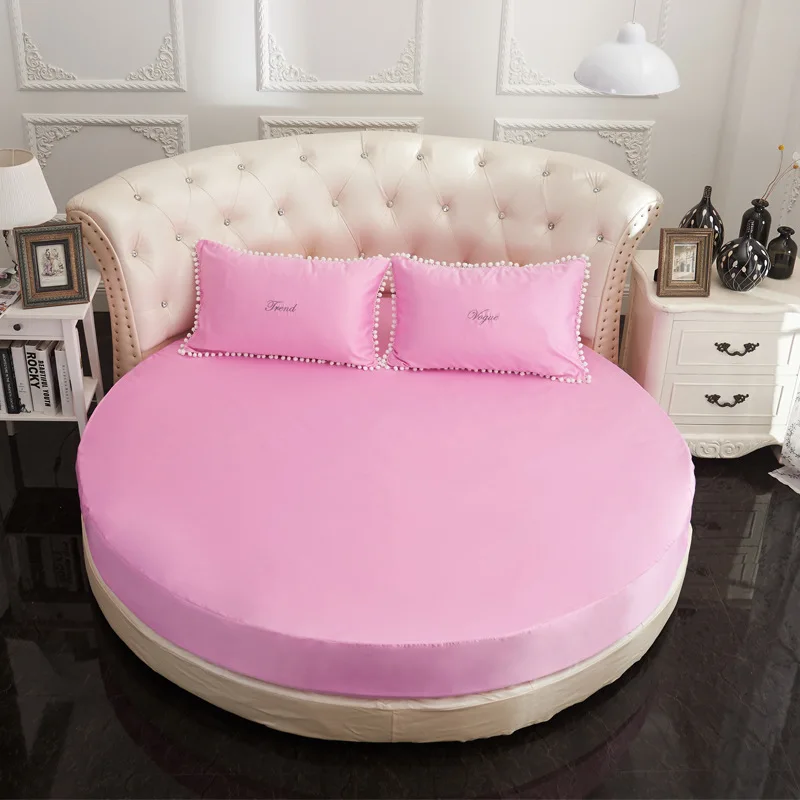 pink thin fitted Домашний текстиль мыть шелк Круглый установлены простыни 3 шт./компл. круг резиновая простыни 200*200 см, 220*220 см кровать юбка крышка Сгущает х/б - Цвет: pink thin fitted