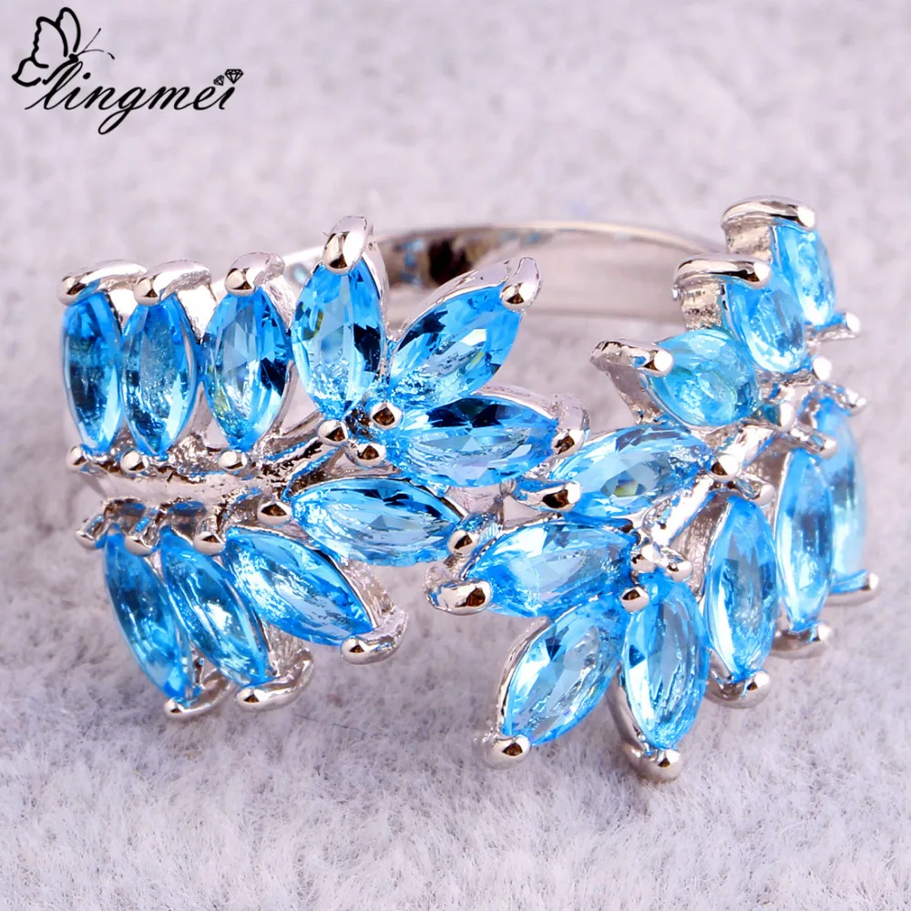 Женское кольцо с синим фианитом размеры 7 8 9 10|ring size|women ringsring wholesale |