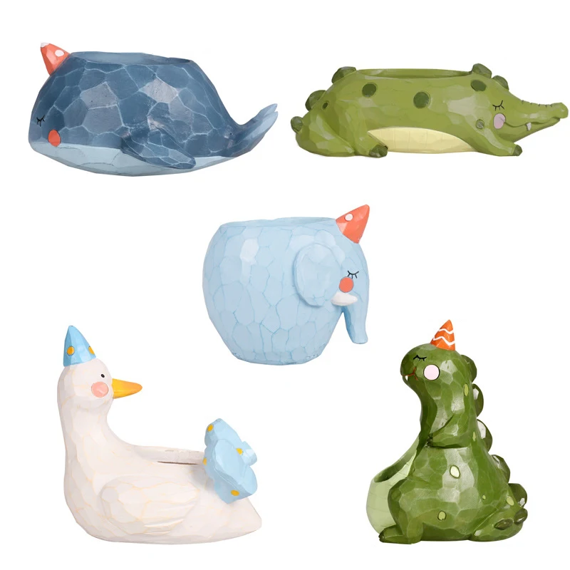 TECHOME смолы мультфильм горшок для растений милый маленький цветочный оформления