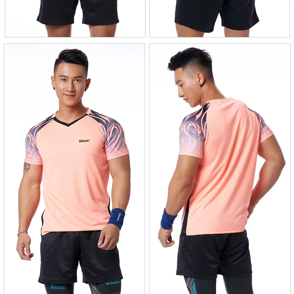 Kunli short tennis shirt men outdoor sports badminton clothing running clothing T-shirt basketball Volleyball shirt