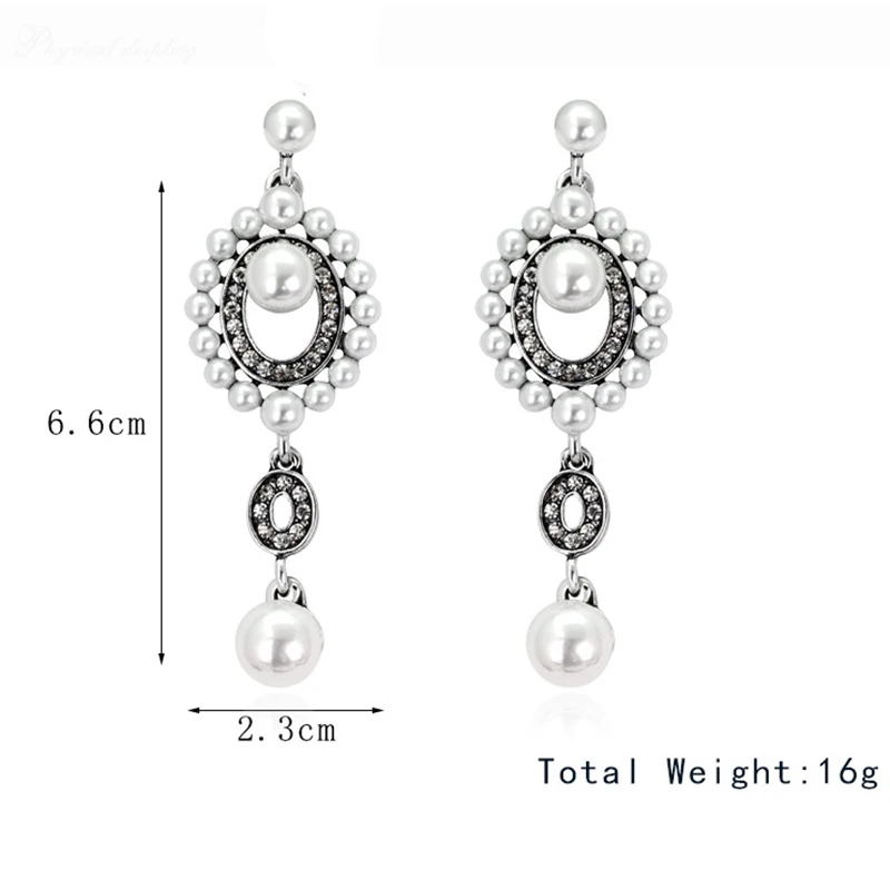 TREAZY Elegant Simulated Pearl Bridal Drop Earrings for Women Vintage Crystal Hanging Brincos Dangle Wedding Jewelry | Украшения и