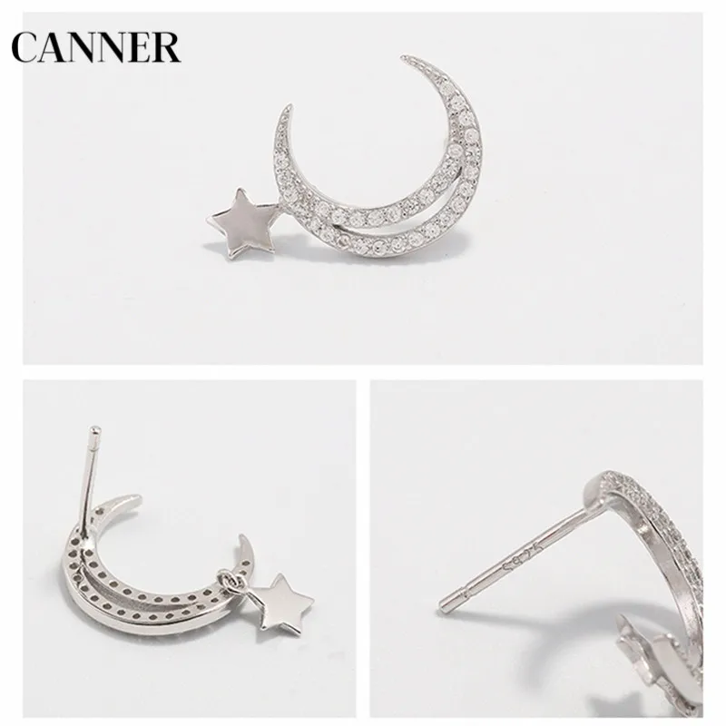 Женские серьги с кубическим цирконием Canner в виде звезды и Луны ювелирные изделия