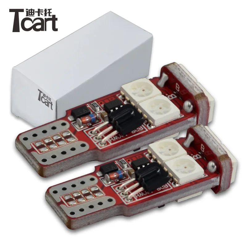 Универсальная Светодиодная лампа Tcart T10 194 W5W RGB для внутреннего освесветильник с