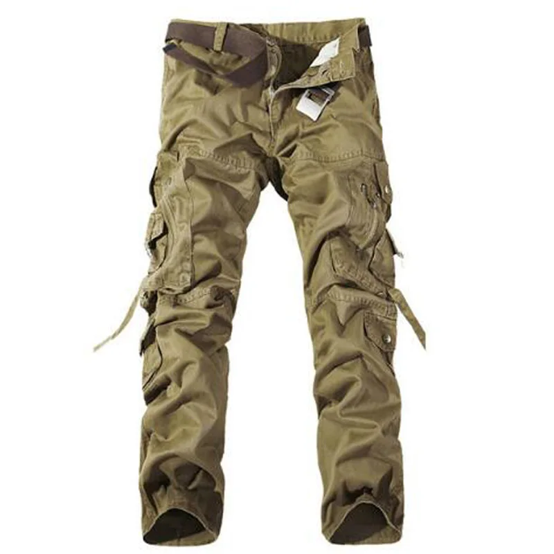 Брюки-карго мужские армейский зеленый цвет повседневные брюки с большими