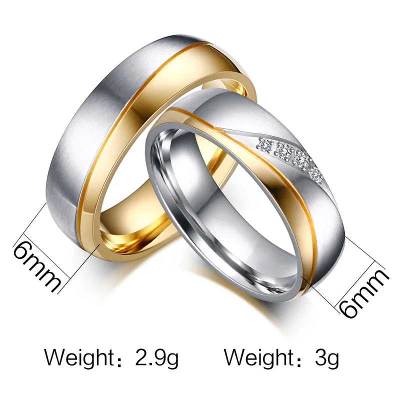Vnox 10 шт./лот оптовая продажа свадебных Кольца для пары классический Нержавеющая