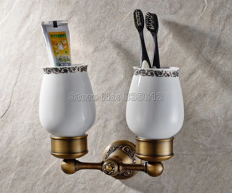 Аксессуары для ванной комнаты настенный античный латунный держатель зубной
