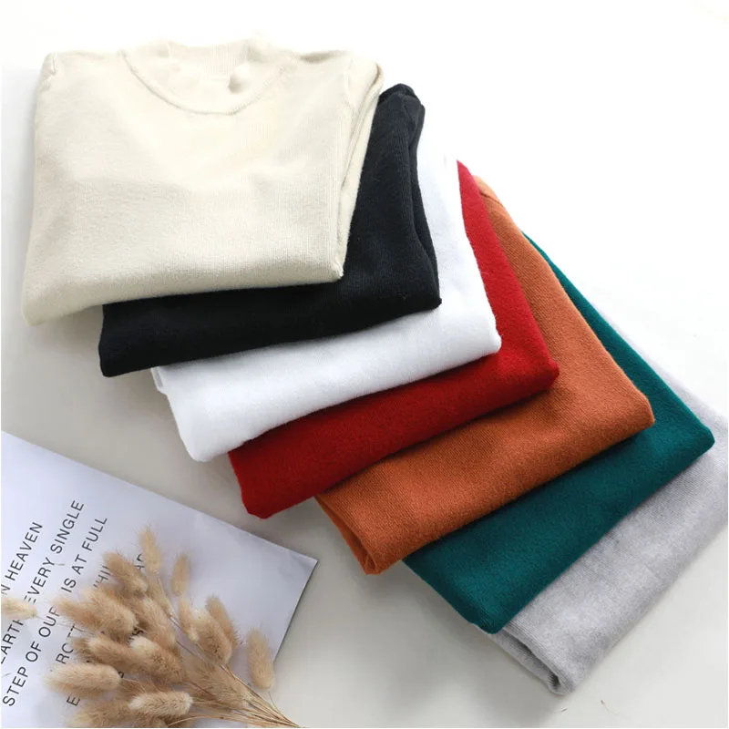 New spring Autumn Turtleneck basic Pullovers Sweaters long sleeve Short Korean Slim tight sweater female slim | Женская одежда