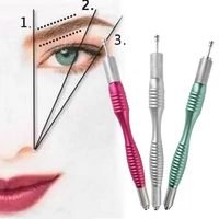 permanent makeup pen one side round curved blade other side circle 2 head microblading pen cross shape embroidery eyebrow lip