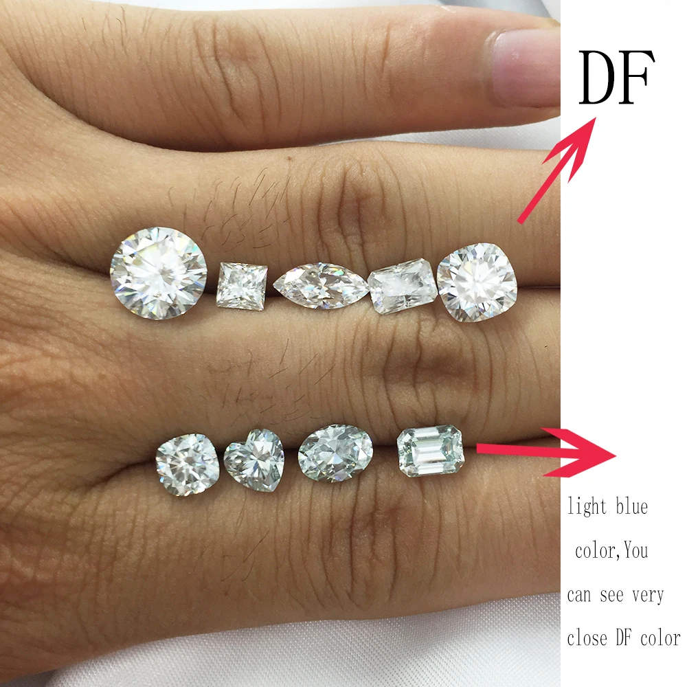 AEAW новейший 0.5ct тест на моиссанит немного Синий Белый Круглый Груша овальная