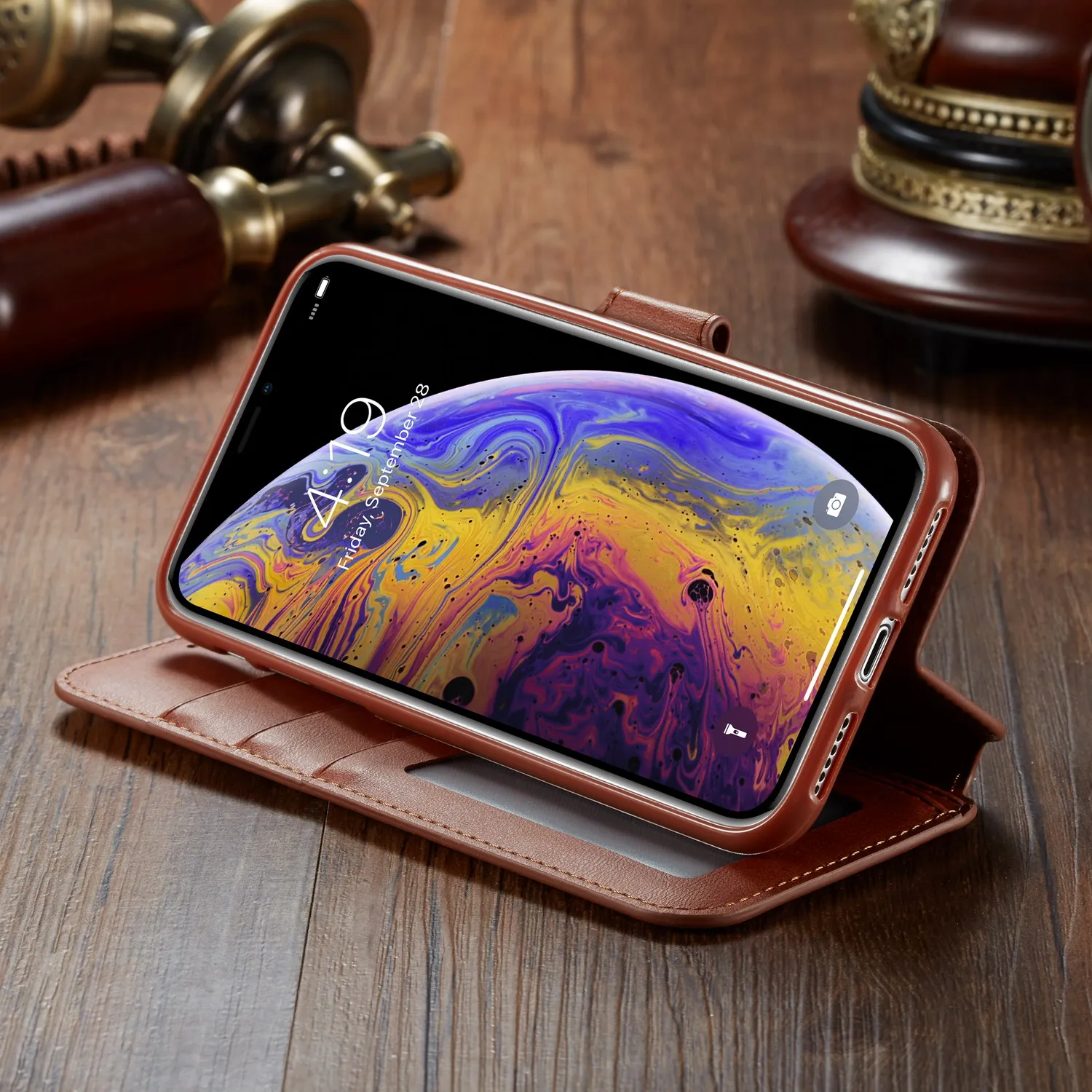 Чехол для iPhone XR X 6 s 7 8 Plus Роскошный чехол в стиле ретро с отделениями карт тонкий